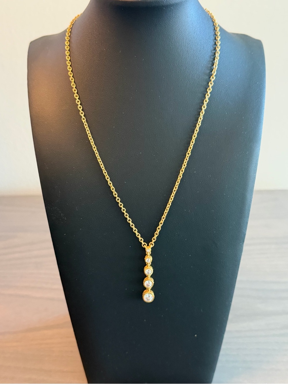 Judith Ripka Sterling Silver Gild Clad Diamonque Drop Necklace